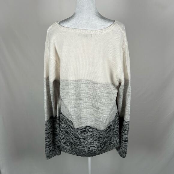 Napa Valley Color Block Cable Knit Sweater Long Sleeve Large Casual Business - Picture 2 of 4